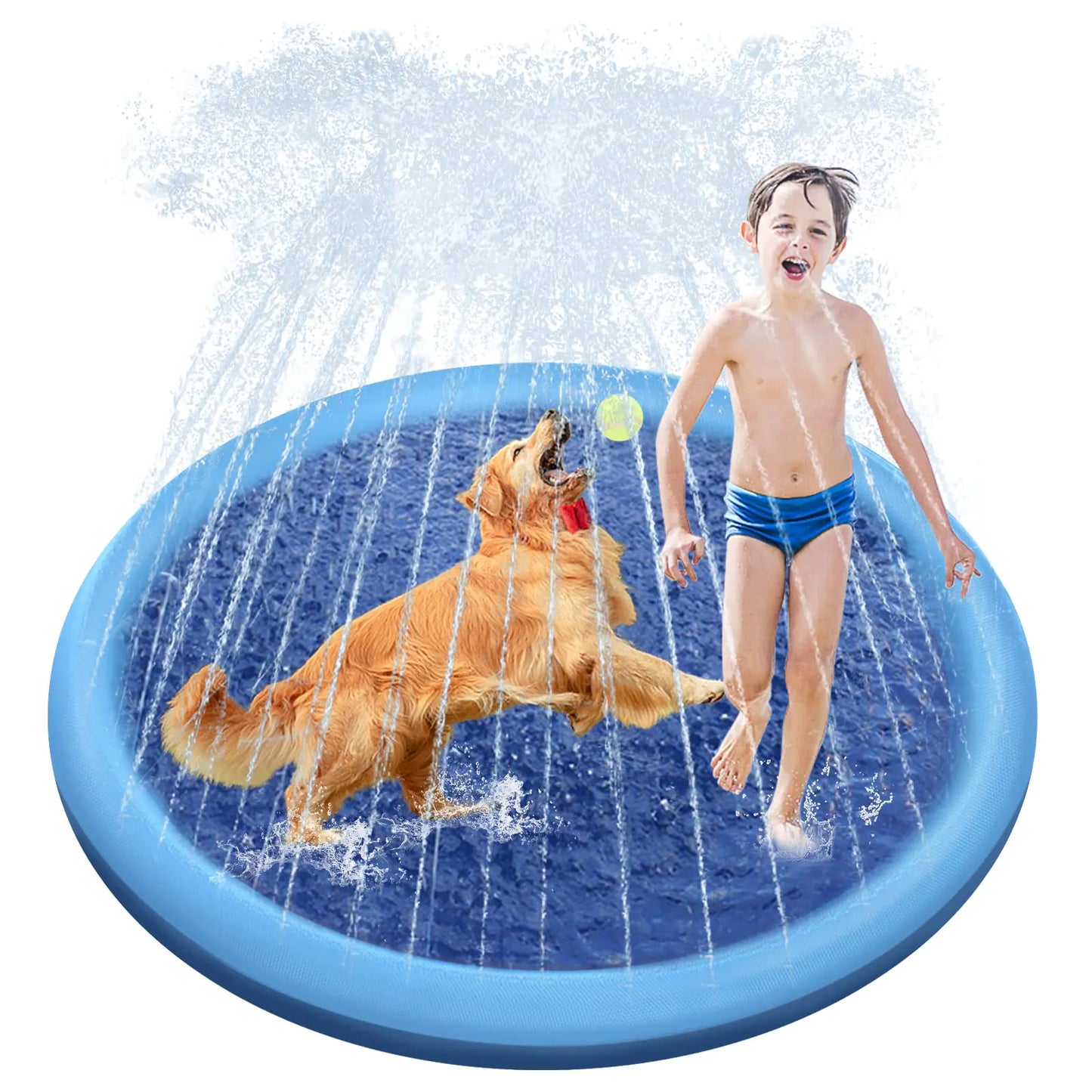 Raxurt Dog Pool 59in/67in Anti-Slip Splash Sprinkler Pad for Dogs